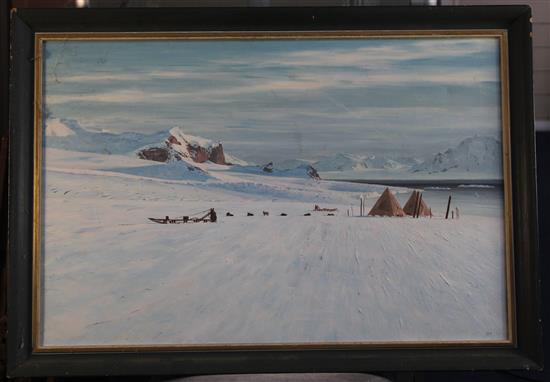 J.P. Shackleton Arctic expedition campsite, 20 x 30in.